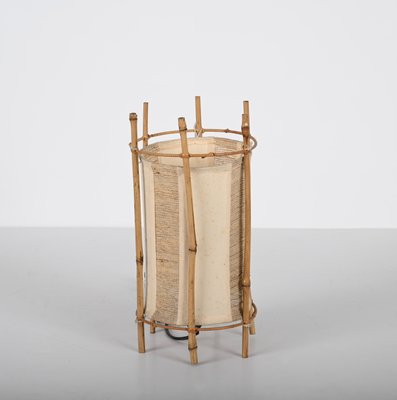 Mid-Century Italian Cotton, Bamboo and Rattan Table Lamp by Louis Sognot, 1950s-JDR-1431501