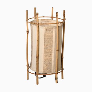 Mid-Century Italian Cotton, Bamboo and Rattan Table Lamp by Louis Sognot, 1950s-JDR-1431501