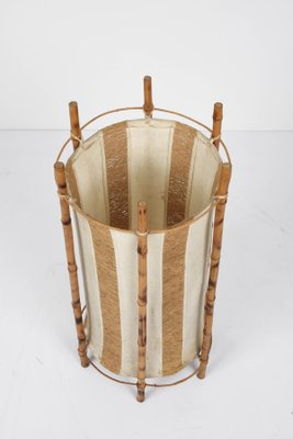 Mid-Century Italian Cotton, Bamboo & Rattan Floor Lamp by Louis Sognot, 1950s-JDR-1125478