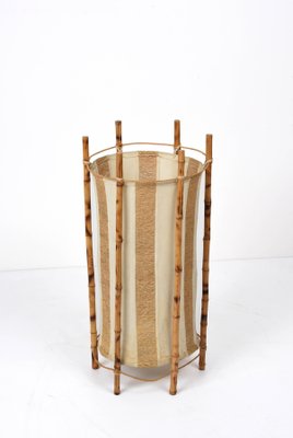 Mid-Century Italian Cotton, Bamboo & Rattan Floor Lamp by Louis Sognot, 1950s-JDR-1125478