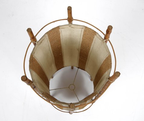 Mid-Century Italian Cotton, Bamboo & Rattan Floor Lamp by Louis Sognot, 1950s-JDR-1125478