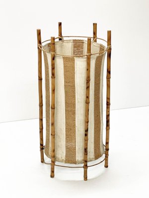 Mid-Century Italian Cotton, Bamboo & Rattan Floor Lamp by Louis Sognot, 1950s-JDR-1125478