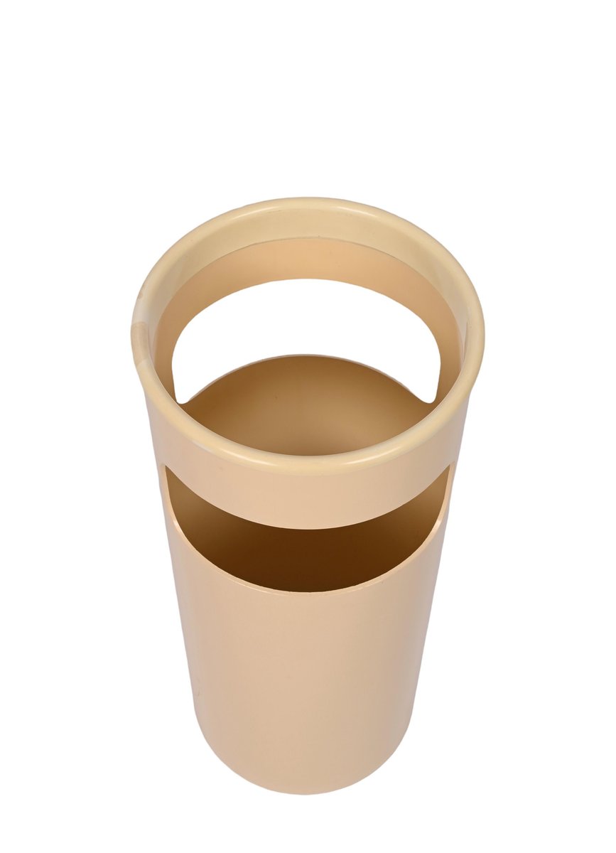 Mid-Century Italian Cream Plastic Umbrella Stand by Gino Colombini for Kartell, 1970s-JDR-1292513