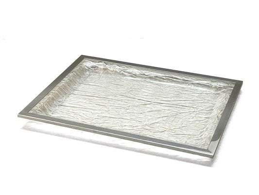 Mid-Century Italian Crystal Acrylic Glass and Chrome Tray, 1970s-JDR-1146342