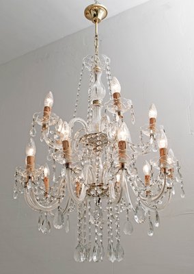 Mid-Century Italian Crystal Chandelier, 1950s-FER-551752