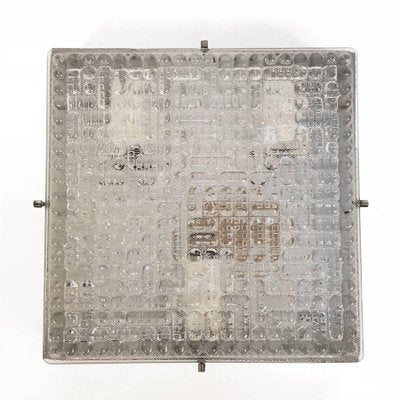 Mid-Century Italian Crystal Glass & Steel Squared Sconce, 1970s-JDR-1125460