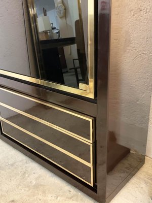 Mid-Century Italian Dark Brown Lacquered Wood and Brass Cabinet, 1980s-JDR-1125981