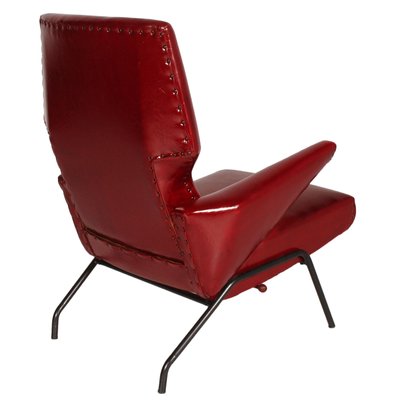 Mid-Century Italian Dark Red Leather Sofa in the Style of Svend Skipper, 1960s-NJV-709656