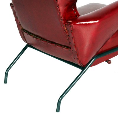 Mid-Century Italian Dark Red Leather Sofa in the Style of Svend Skipper, 1960s-NJV-709656