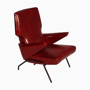 Mid-Century Italian Dark Red Leather Sofa in the Style of Svend Skipper, 1960s-NJV-709656