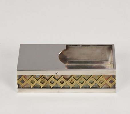 Mid-Century Italian Decorative Silver Plate Box by Benaglia for Cleto Munari, 1970s-JDR-1125871