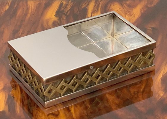 Mid-Century Italian Decorative Silver Plate Box by Benaglia for Cleto Munari, 1970s-JDR-1125871