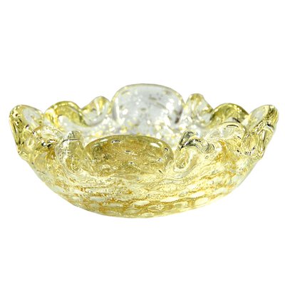 Mid-Century Italian Decorative Yelow Bullicante Murano Glass Bowl, 1960s-GIW-1343805