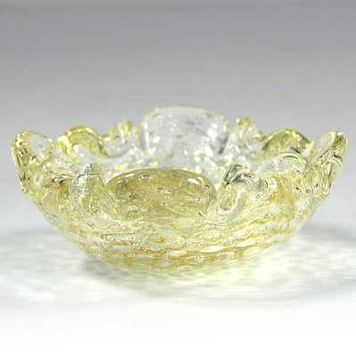 Mid-Century Italian Decorative Yelow Bullicante Murano Glass Bowl, 1960s-GIW-1343805