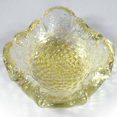 Mid-Century Italian Decorative Yelow Bullicante Murano Glass Bowl, 1960s-GIW-1343805