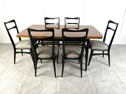 Mid-Century Italian Dining Set, 1950s, Set of 7-IRH-1711147