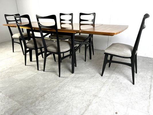 Mid-Century Italian Dining Set, 1950s, Set of 7-IRH-1711147