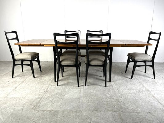 Mid-Century Italian Dining Set, 1950s, Set of 7-IRH-1711147