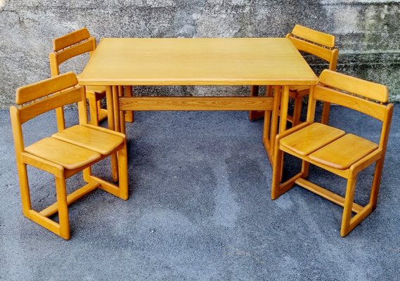 Mid-Century Italian Dining Table and Chairs by Ilmari Tapiovaara for Fratelli Montina, 1970s, Set of 5-PUG-1275988