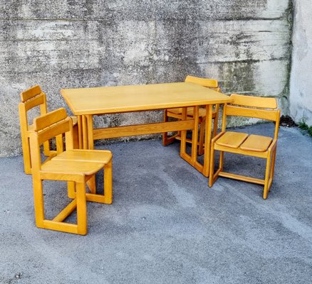 Mid-Century Italian Dining Table and Chairs by Ilmari Tapiovaara for Fratelli Montina, 1970s, Set of 5-PUG-1275988