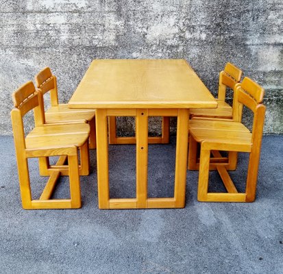 Mid-Century Italian Dining Table and Chairs by Ilmari Tapiovaara for Fratelli Montina, 1970s, Set of 5-PUG-1275988