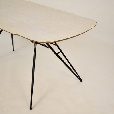 Mid-Century Italian Dining Table in Black Lacquered Metal and Formica, 1952-FB-1554569