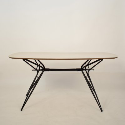 Mid-Century Italian Dining Table in Black Lacquered Metal and Formica, 1952-FB-1554569