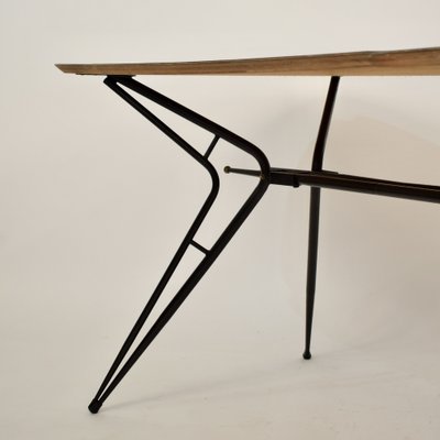 Mid-Century Italian Dining Table in Black Lacquered Metal and Formica, 1952-FB-1554569