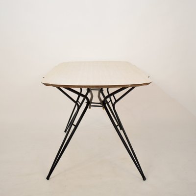 Mid-Century Italian Dining Table in Black Lacquered Metal and Formica, 1952-FB-1554569