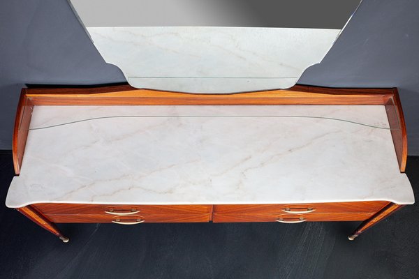 Mid-Century Italian Dresser or Chest of Drawer with Carrara Marble Top, 1970-MBH-1032352