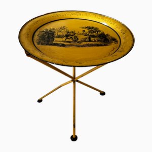 Mid-Century Italian Empire Style Metal Folding Side Table in Yellow and Black, 1970-JO-1746829