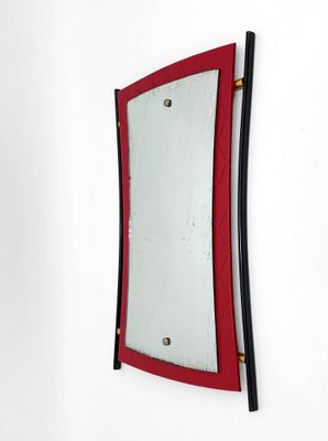 Mid-Century Italian Enameled Iron, Wood and Brass Wall Mirror by Cesare Lacca, 1950s-JDR-1126101