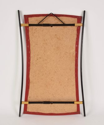 Mid-Century Italian Enameled Iron, Wood and Brass Wall Mirror by Cesare Lacca, 1950s-JDR-1126101