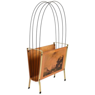 Mid-Century Italian Enameled Metal Magazine Rack, 1950s-JDR-1125994