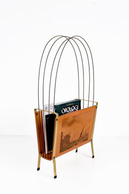 Mid-Century Italian Enameled Metal Magazine Rack, 1950s-JDR-1125994