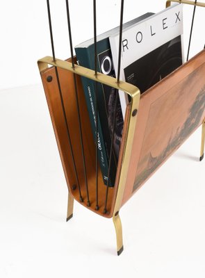 Mid-Century Italian Enameled Metal Magazine Rack, 1950s-JDR-1125994