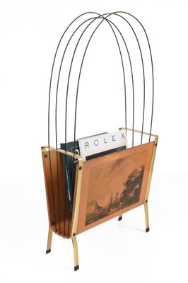 Mid-Century Italian Enameled Metal Magazine Rack, 1950s-JDR-1125994