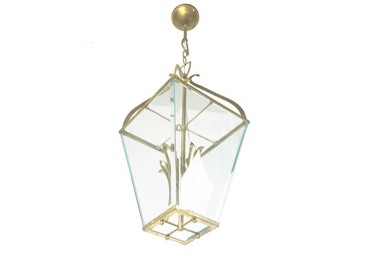 Mid-Century Italian Faceted Glass & Brass Pendant in the style of G. Ulrich, 1940s-RD-1822538