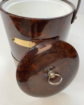 Mid-Century Italian Faux Briar Plastic Ice Bucket with Top, 1970s-JDR-1125517