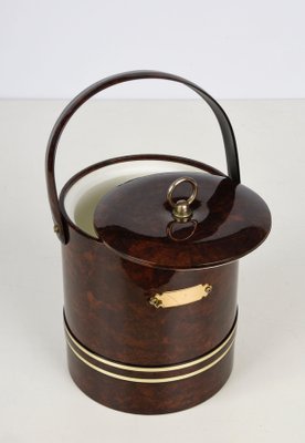 Mid-Century Italian Faux Briar Plastic Ice Bucket with Top, 1970s-JDR-1125517