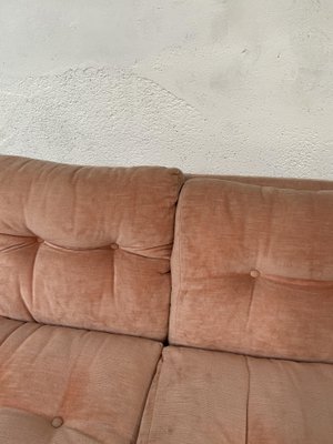 Mid-Century Italian Flamingo Pink Velvet 3-Seater Sofa by Tobia Scarpa for B&B, 1960s-DHH-707596