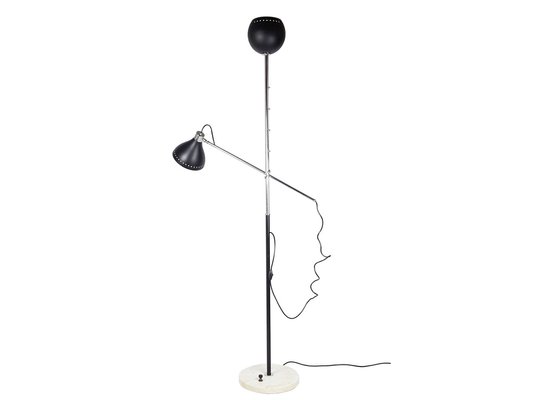 Mid-Century Italian Floor Lamp in Chrome-Plated Metal and Marble, 1960s-RD-1819906