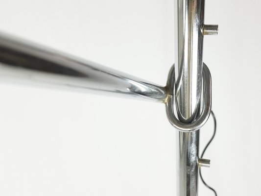 Mid-Century Italian Floor Lamp in Chrome-Plated Metal and Marble, 1960s-RD-1819906