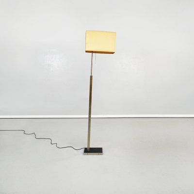 Mid-Century Italian Floor Lamp in Fabric with Leather and Brass from Stilnovo, 1970s-GDD-1343269