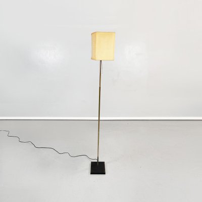 Mid-Century Italian Floor Lamp in Fabric with Leather and Brass from Stilnovo, 1970s-GDD-1343269