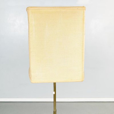 Mid-Century Italian Floor Lamp in Fabric with Leather and Brass from Stilnovo, 1970s-GDD-1343269