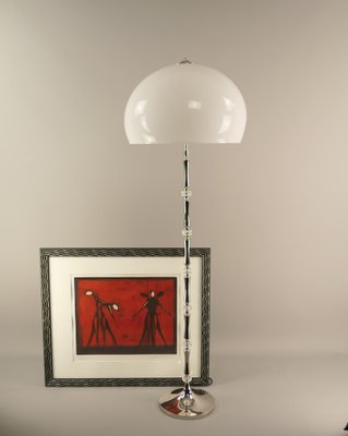 Mid-Century Italian Floor Lamp in Glass and Chrome, 1960s-KDB-1703769