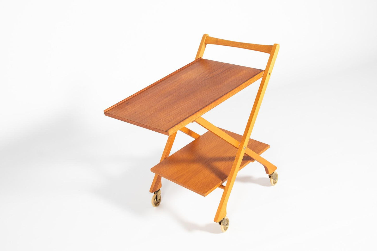 Mid-Century Italian Foldable Teak Serving Trolley