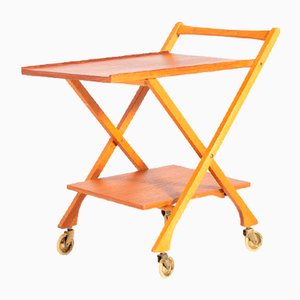 Mid-Century Italian Foldable Teak Serving Trolley-KMC-869556