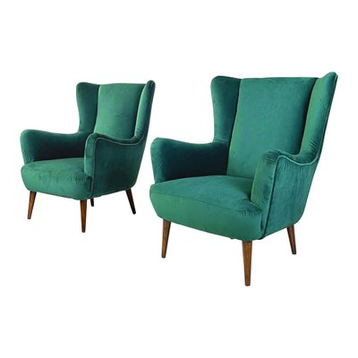 Mid-Century Italian Forest Green Armchairs, 1950s, Set of 2-GDD-1446857